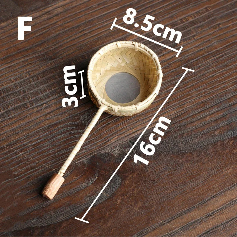 Bamboo Tea Strainer Traditional Kung Fu Tea Ceremony Utensils Japanese Rattan Wooden Tea Leaves Funnel Home Kitchen Sieving Tool