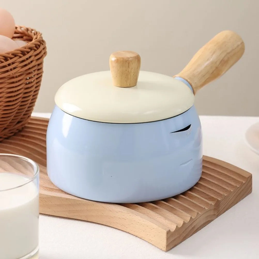 Japanese Style Milk Pot 14cm Non Stick Single Handle Cooking Pots Pure Iron Flat Bottomed Noodle Complementary Food Small Pot