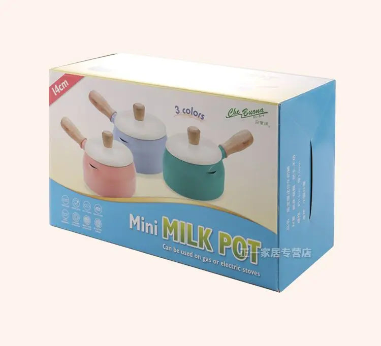 Japanese Style Milk Pot 14cm Non Stick Single Handle Cooking Pots Pure Iron Flat Bottomed Noodle Complementary Food Small Pot