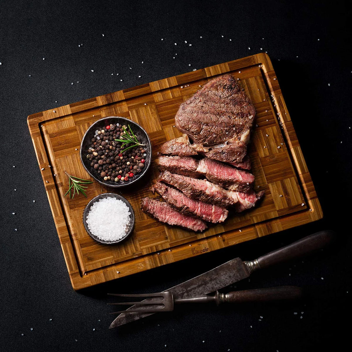 Premium Bamboo Cutting Board for Kitchen, Rectangle and Oval Design, Thick and Durable Chopping Surface for Vegetables, Meats