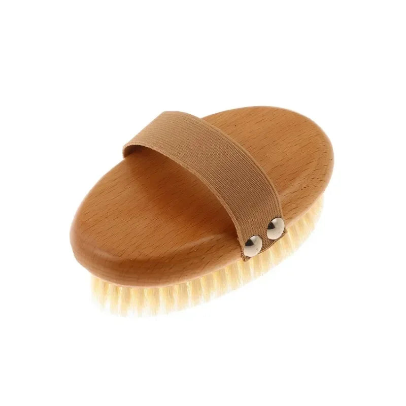 SPA Wooden Body Brush Natural Boar Bristle Organic Dry Skin Body Brush Bamboo Wet Back Shower Brushes Exfoliating Bathing Brush