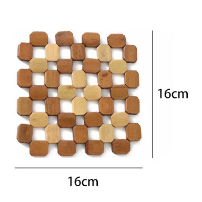 Bamboo Coaster Square Round Household Casserole Mat Heat Insulation Waterproof Non-slip Cup Home and Decoration Kitchen Utensils