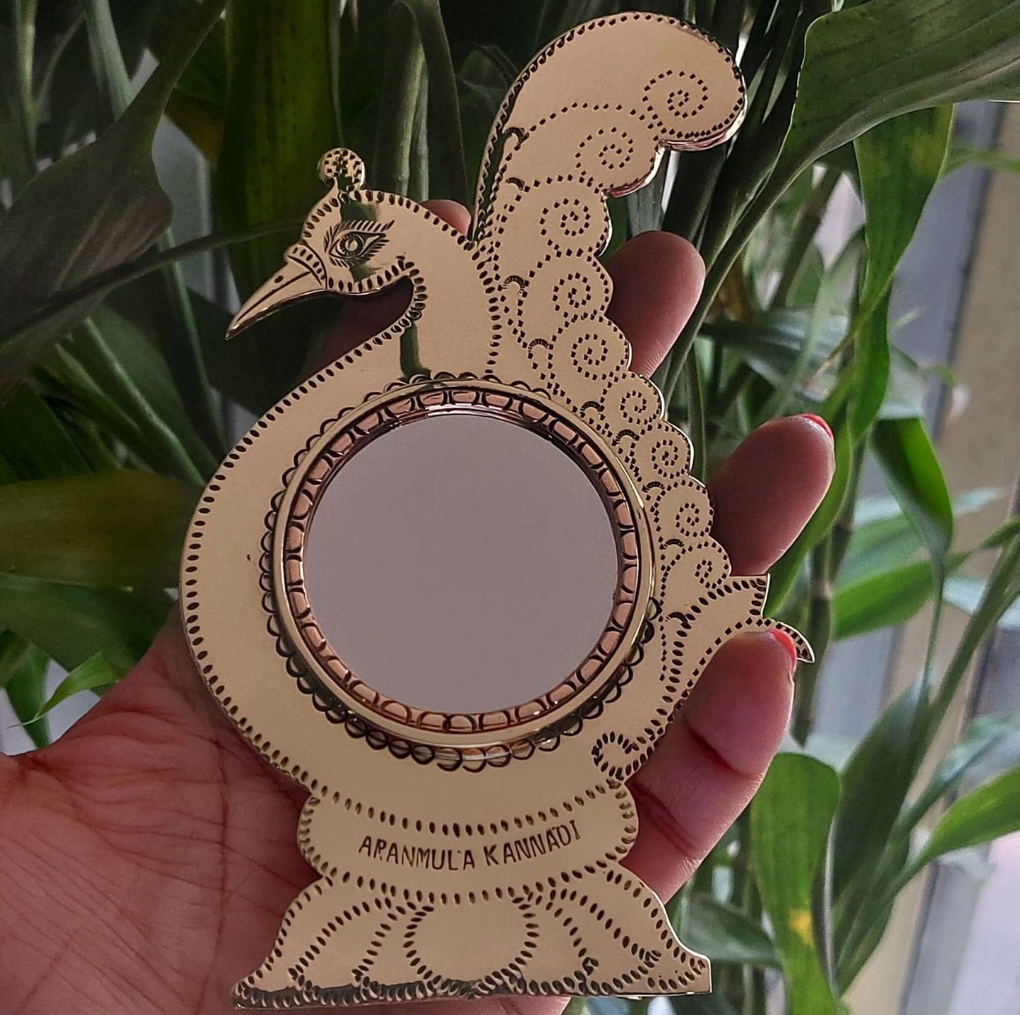 Aranmula Peacock Mirror (Kannadi) with Stand