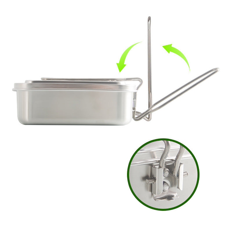 Outdoor Camping Stainless Steel Lunch Box Picnic Tableware Set