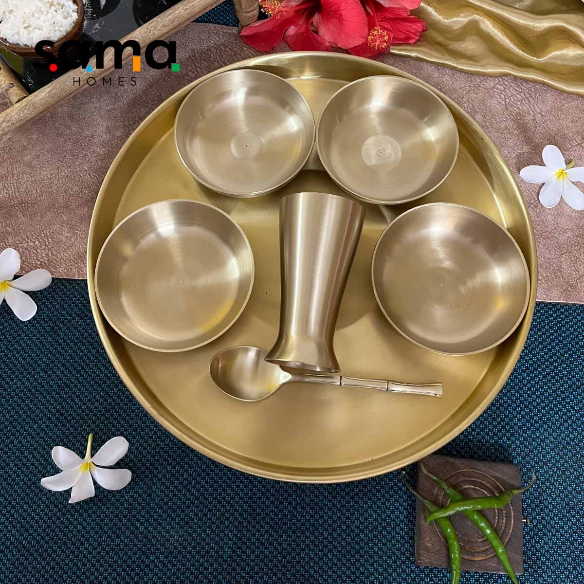 SAMA Homes - brass gujararti thali set matte finish