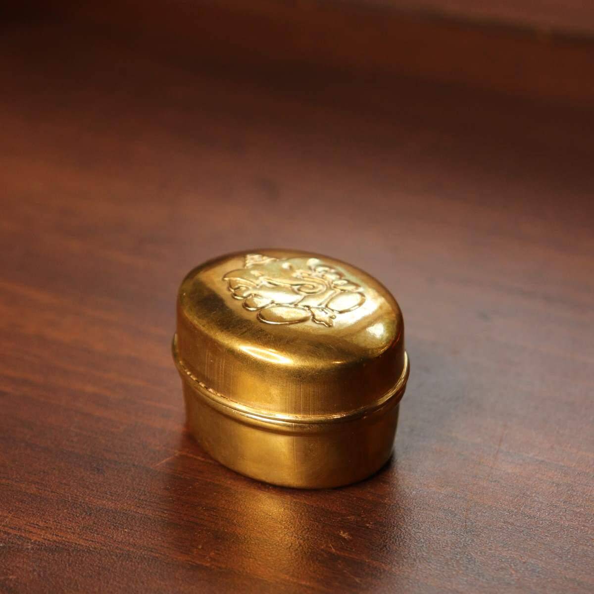 Brass Sindoor Dibbi Oval Set Of 4 | Haldi kumkum box for gifting