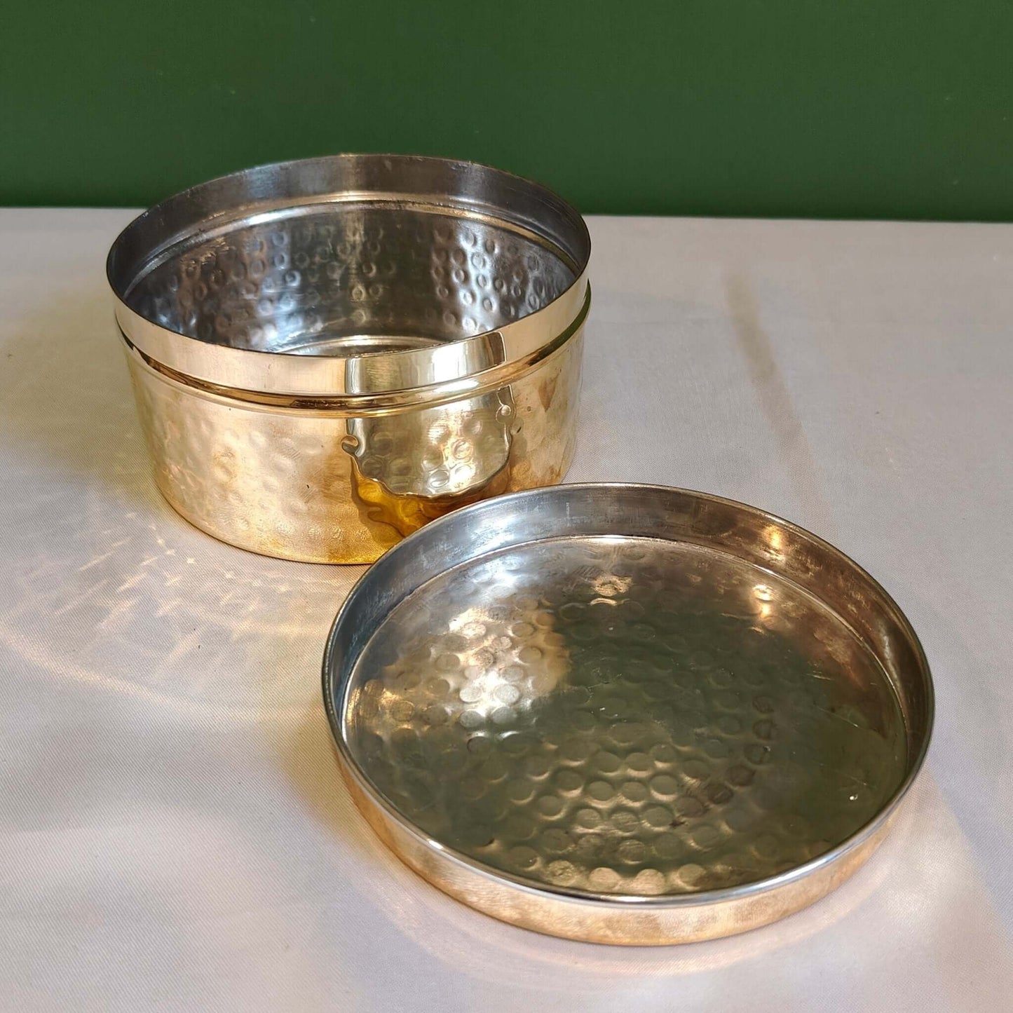 Brass Storage Dabba Hammered Container