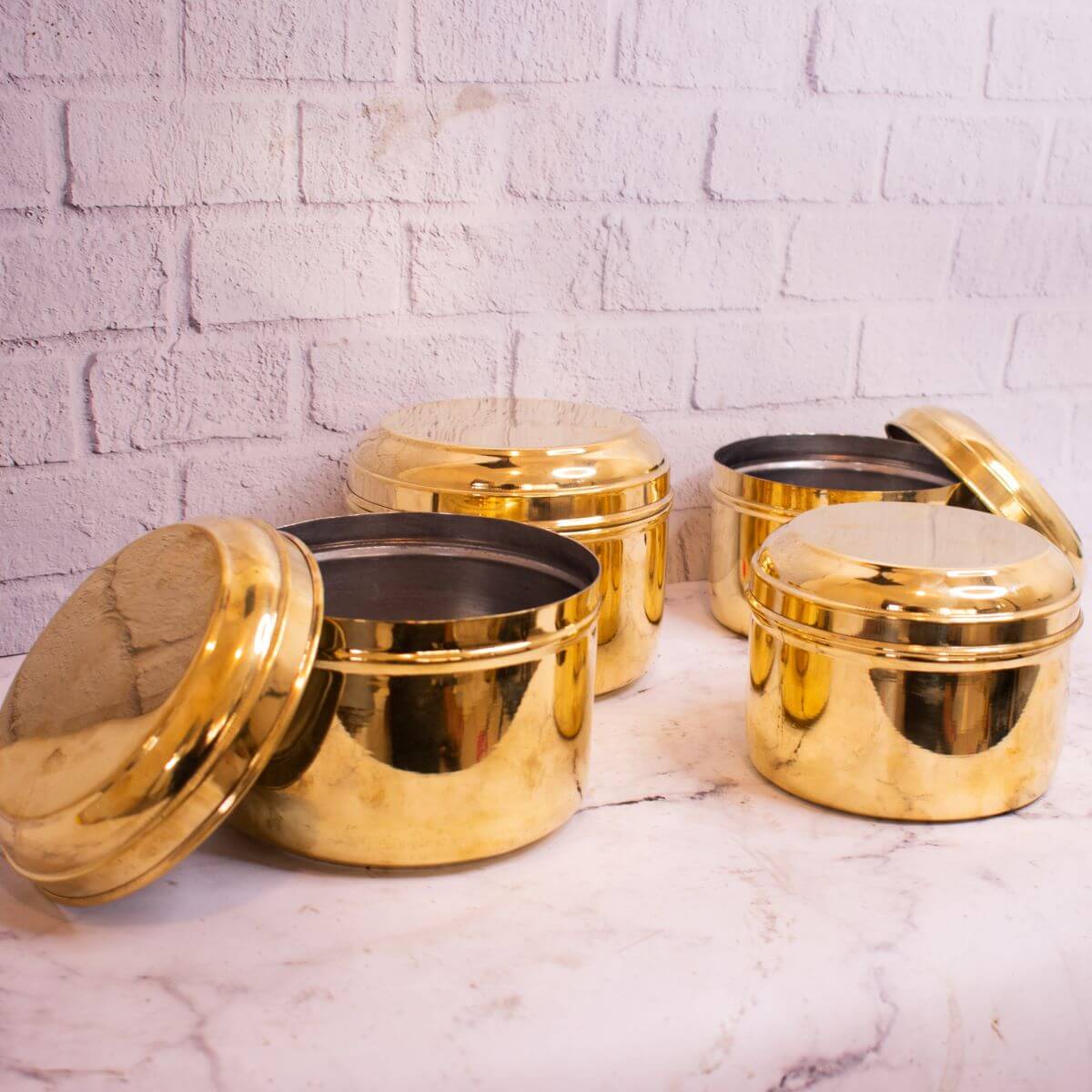 Brass Storage Tiffin Box Containers (With tin Coating)