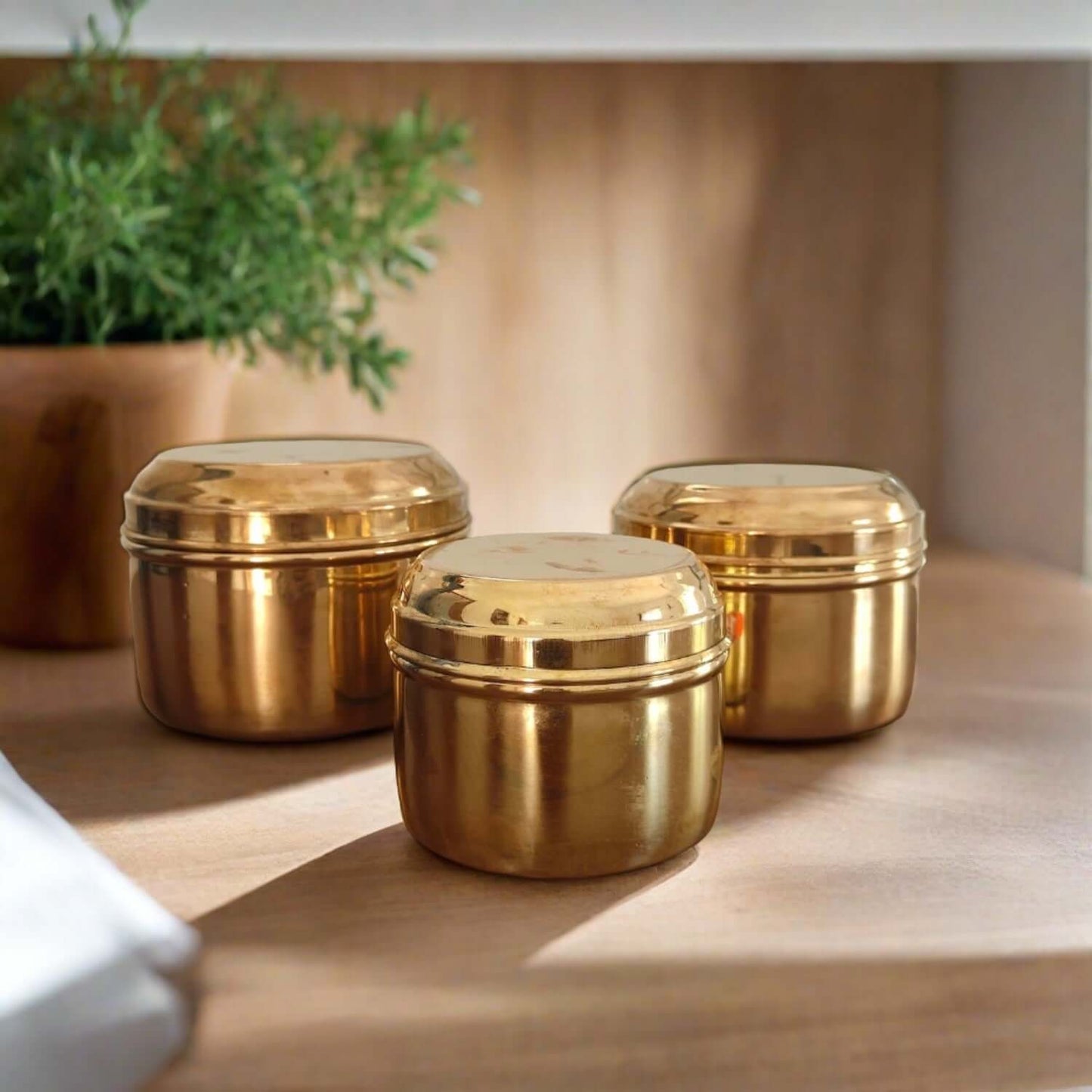 Brass Storage Tiffin Box Containers (With tin Coating)
