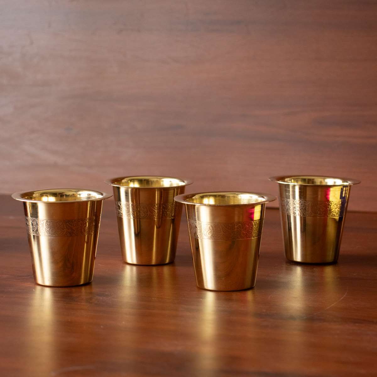 Brass Tumbler Etched-Set of 4 | A thoughtful festival gift