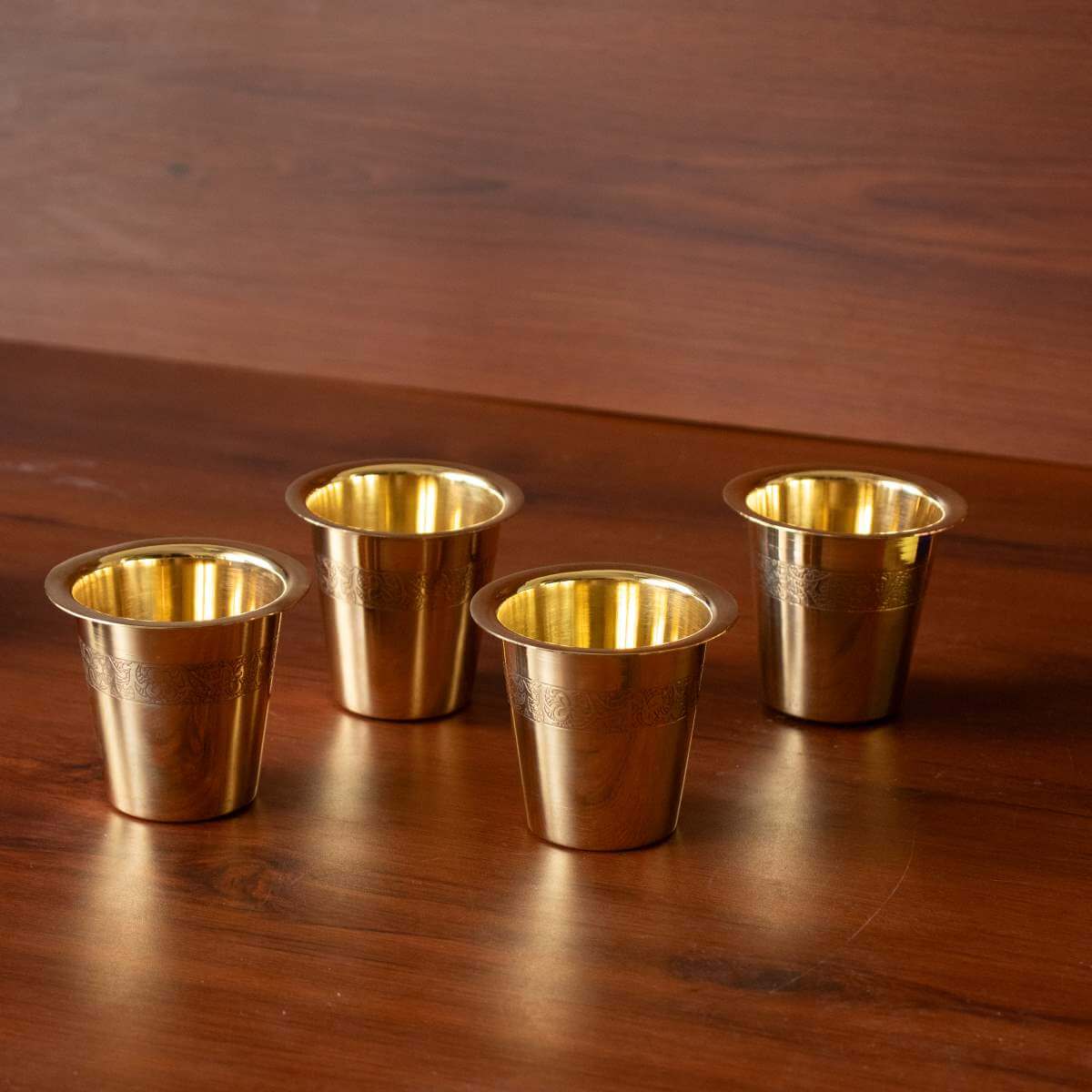 Brass Tumbler Etched-Set of 4 | A thoughtful festival gift