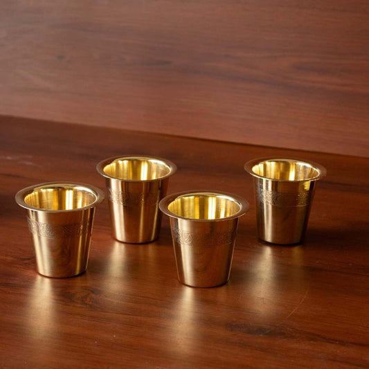 Brass Tumbler Etched-Set of 4 | A thoughtful festival gift
