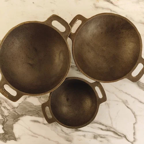 Cast Iron Kadai Smooth Finish Round Bottom