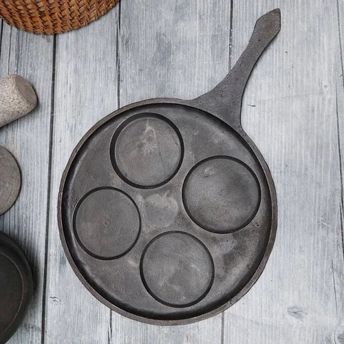 Cast Iron Mini Uthappam Pan - 4 Cavities