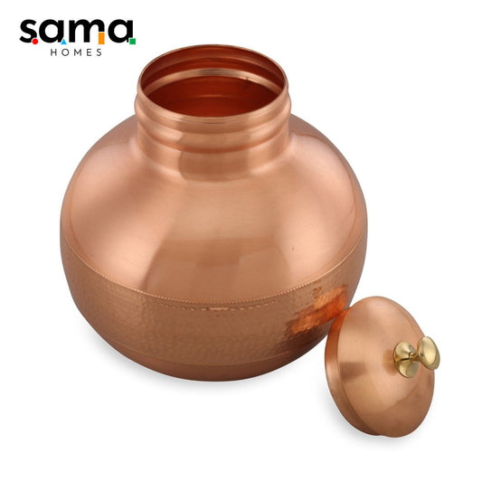 Copper Matki with Lid for Drinking Water
