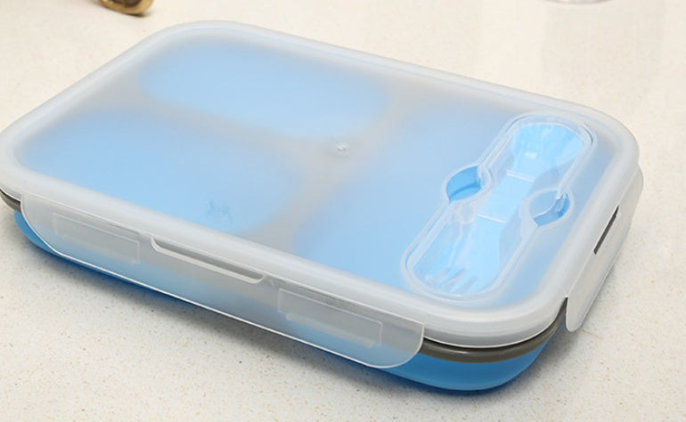 Outdoor Tableware Silicone Folding Lunch Box Portable Sealed Lunch