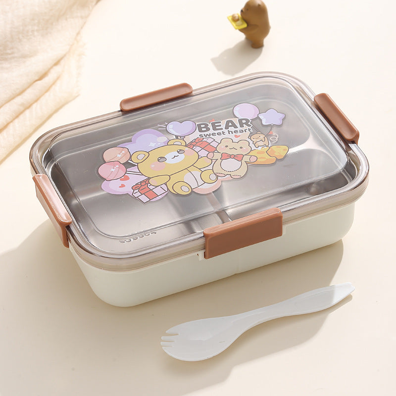 304 Stainless Steel Lunch Box Students Divided Into Lunch Box Three Grids