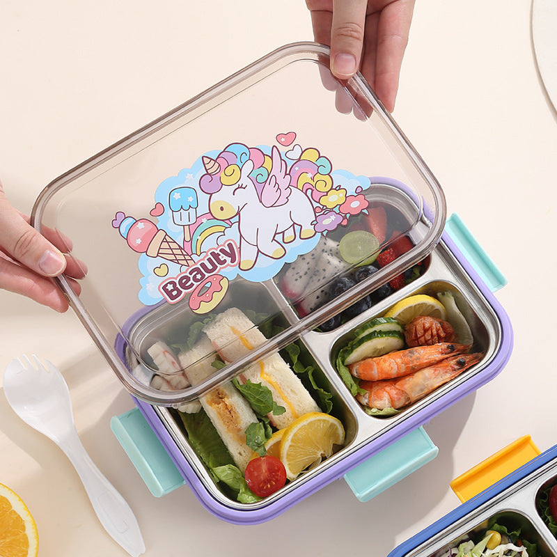 304 Stainless Steel Lunch Box Students Divided Into Lunch Box Three Grids