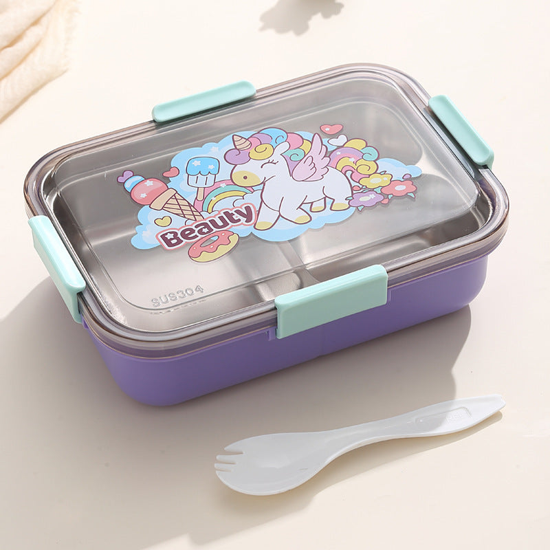 304 Stainless Steel Lunch Box Students Divided Into Lunch Box Three Grids