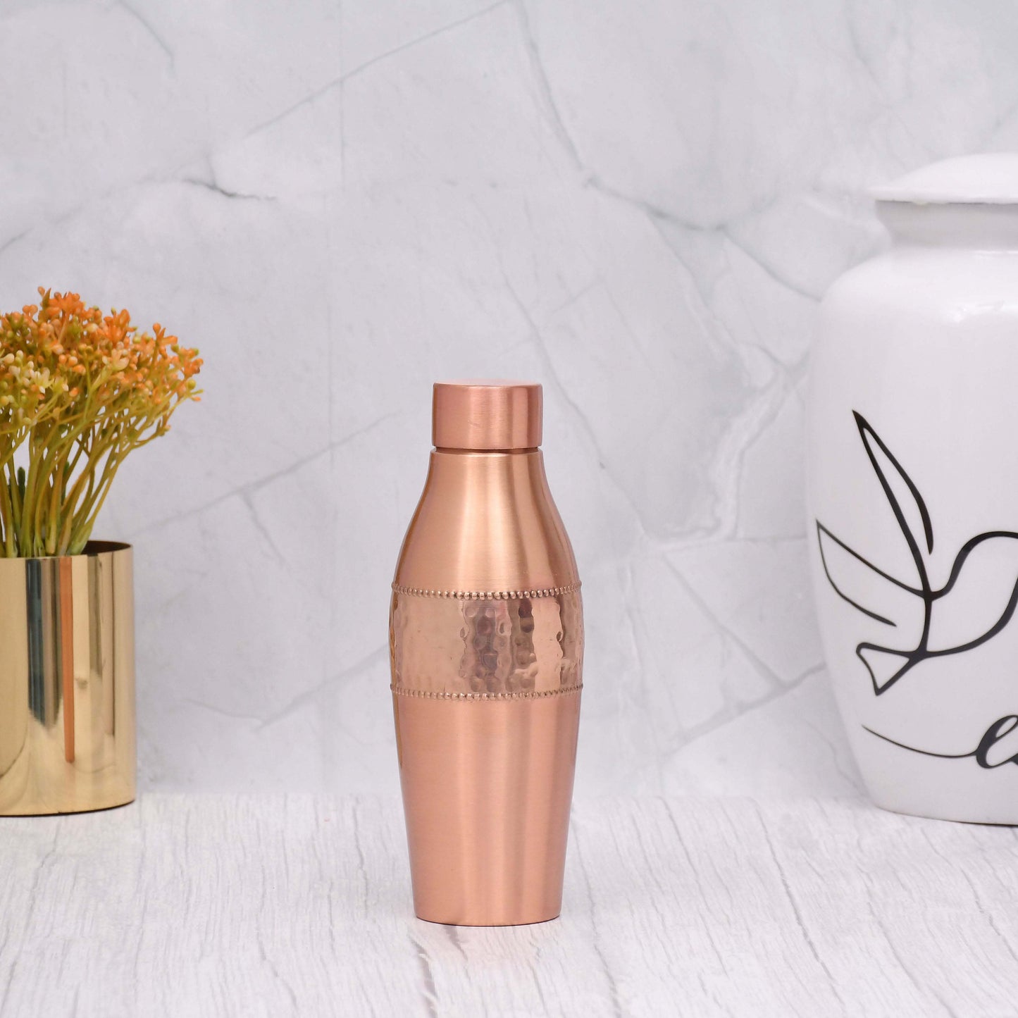 SAMA Homes - pure copper water bottle dolphin half hammered capacity 600ml small