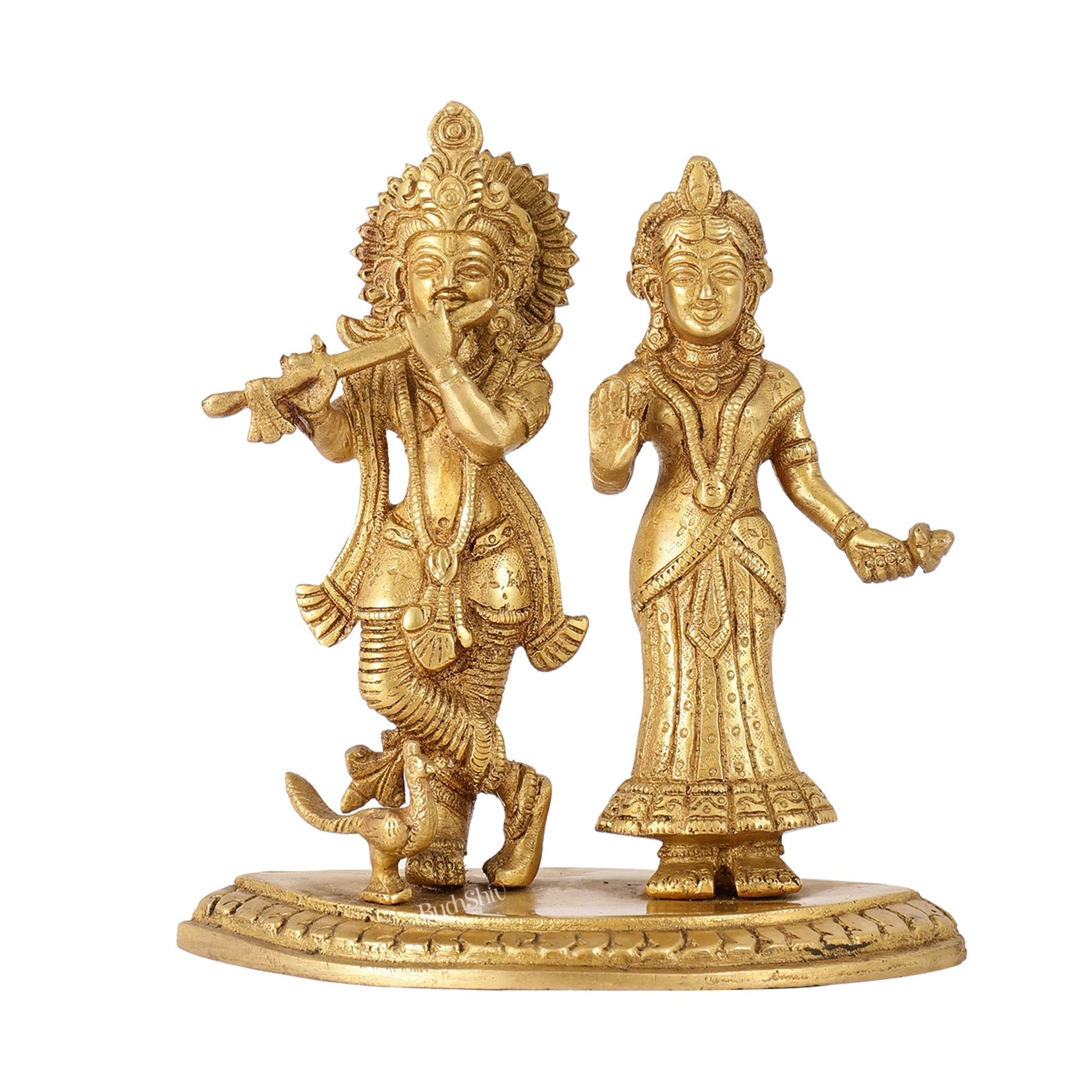 Sama Homes-radha with krishna playing the flute with a peacock 7 inches