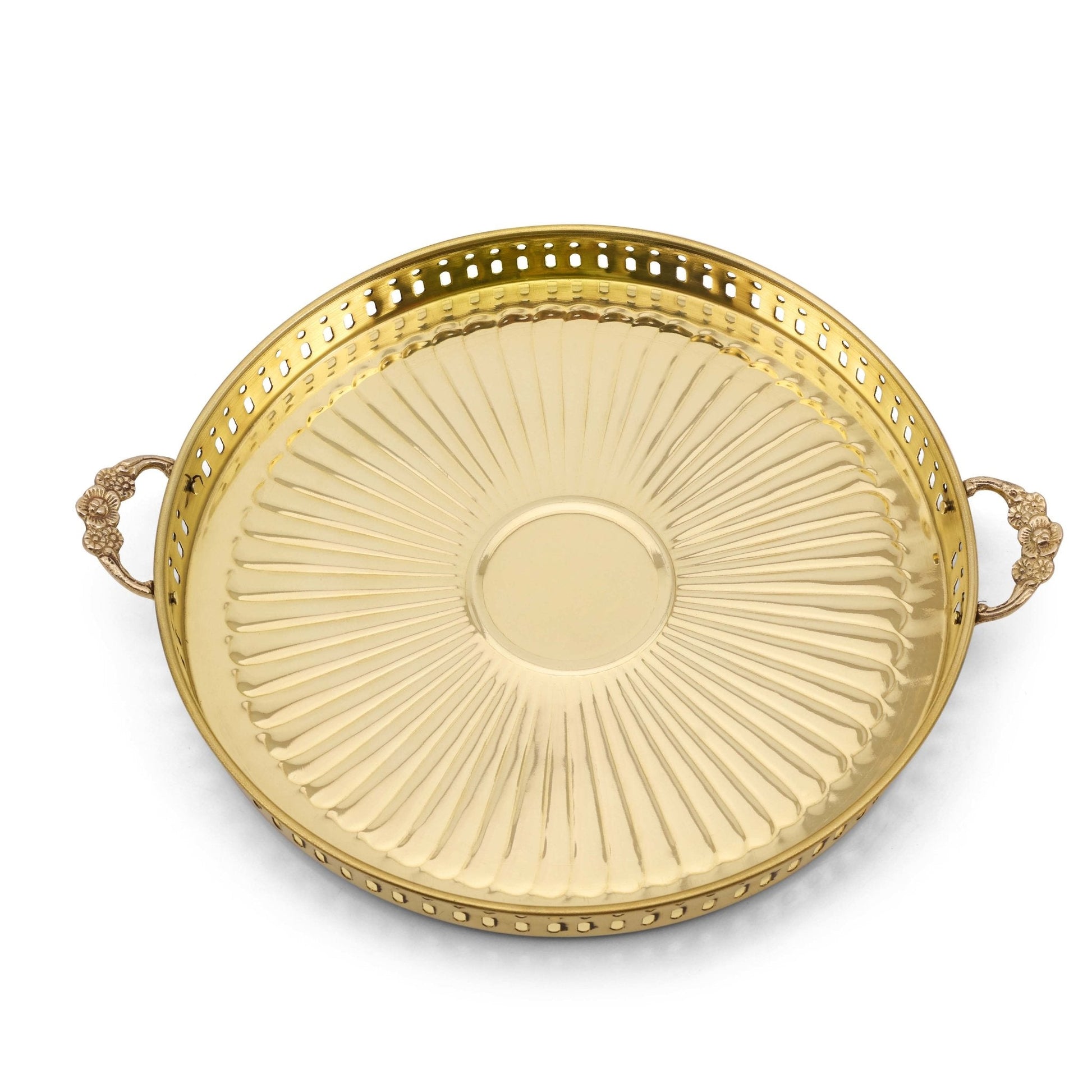 SAMA Homes - brass pooja thali with handle 10inch