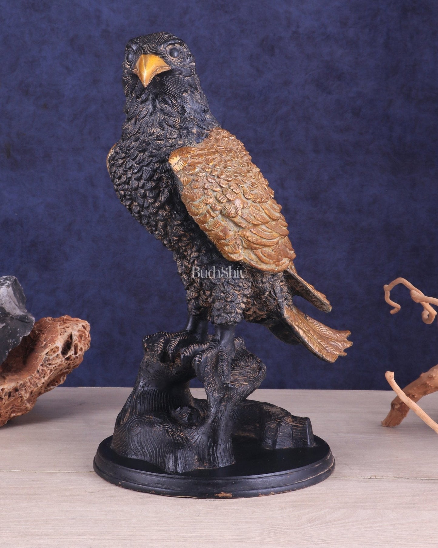 Pure Brass Large Eagle Statue in Antique Tone | Vastu & Feng Shui 15"