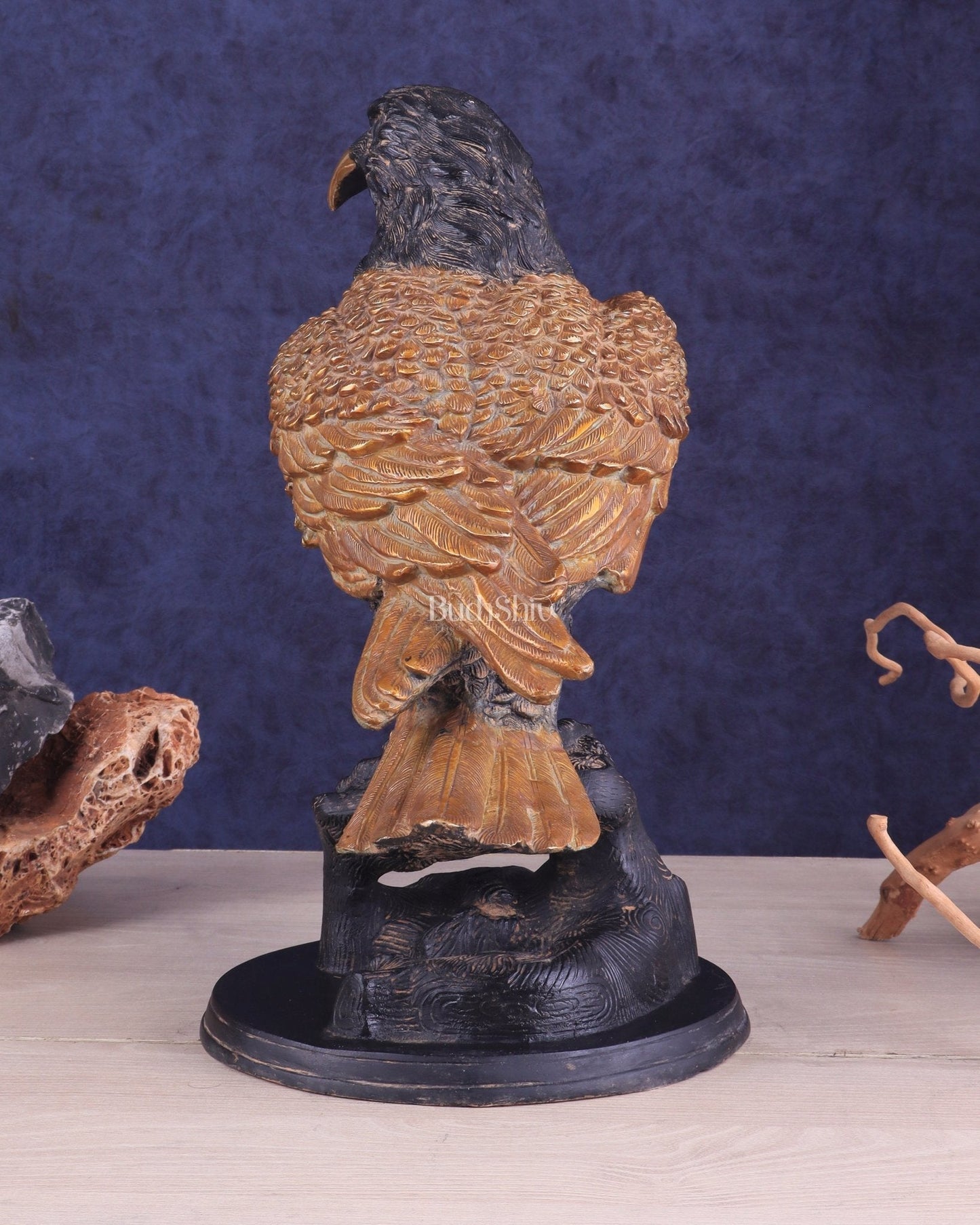 Pure Brass Large Eagle Statue in Antique Tone | Vastu & Feng Shui 15"