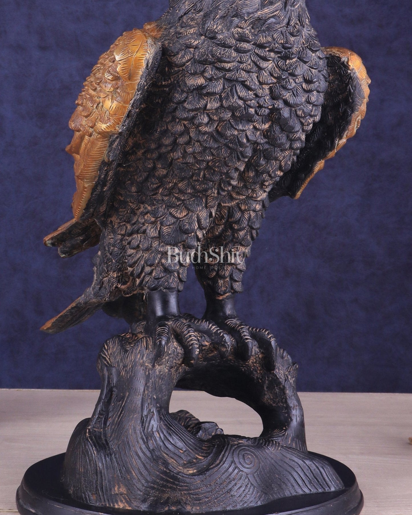 Pure Brass Large Eagle Statue in Antique Tone | Vastu & Feng Shui 15"
