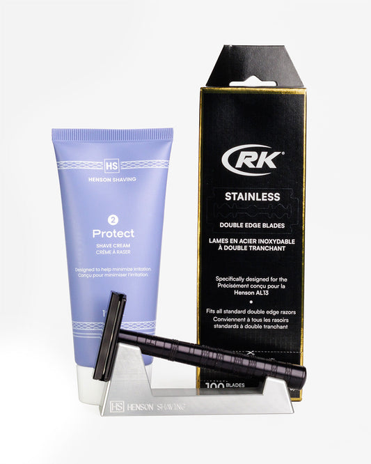 Henson Starter Bundle Jet Black – AL13 Razor Kit, Stand & Shave Cream | Samahomes.ca UK