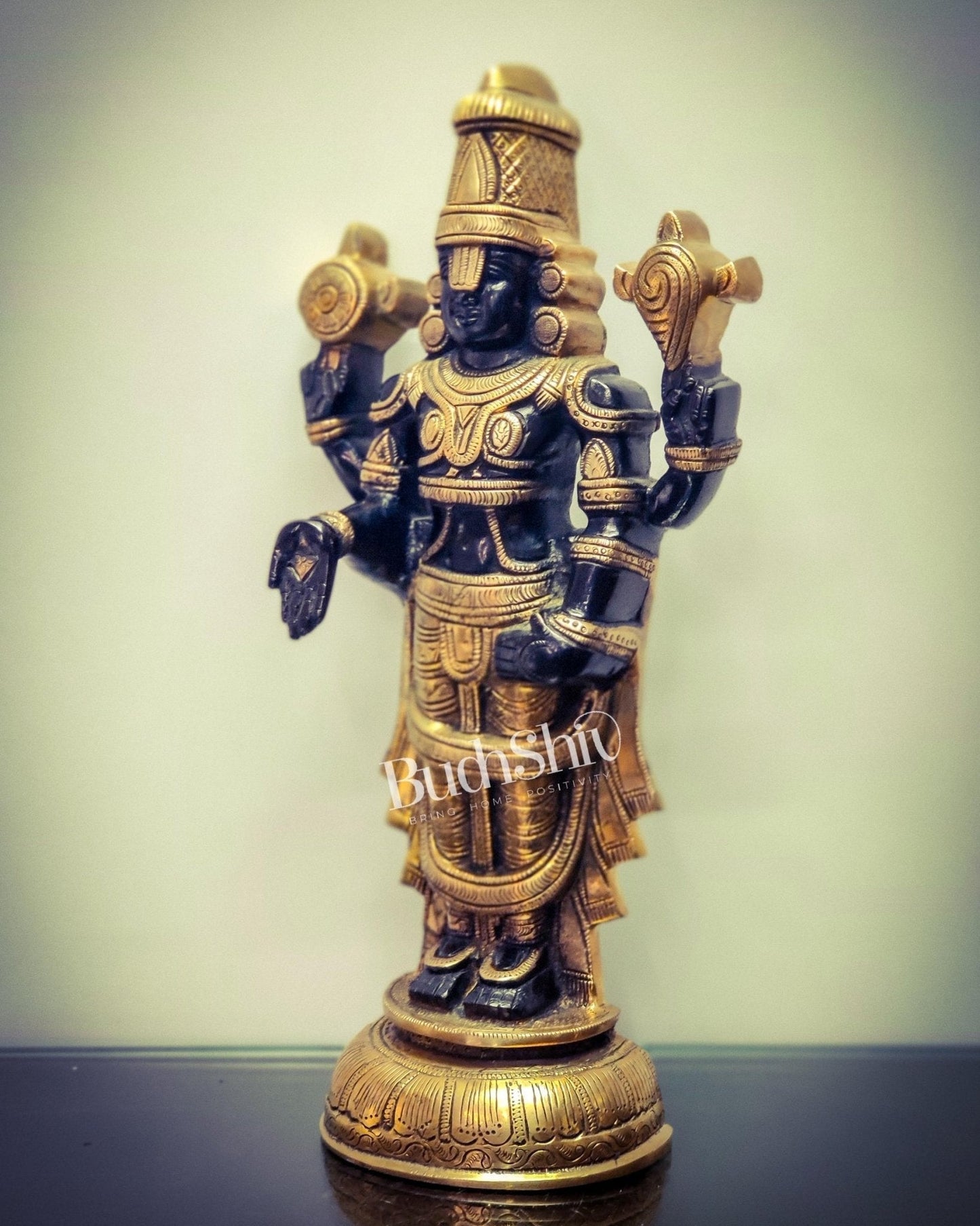 Sama Homes-tirupati balaji lord venkateshwara brass statue 16 inches black and gold