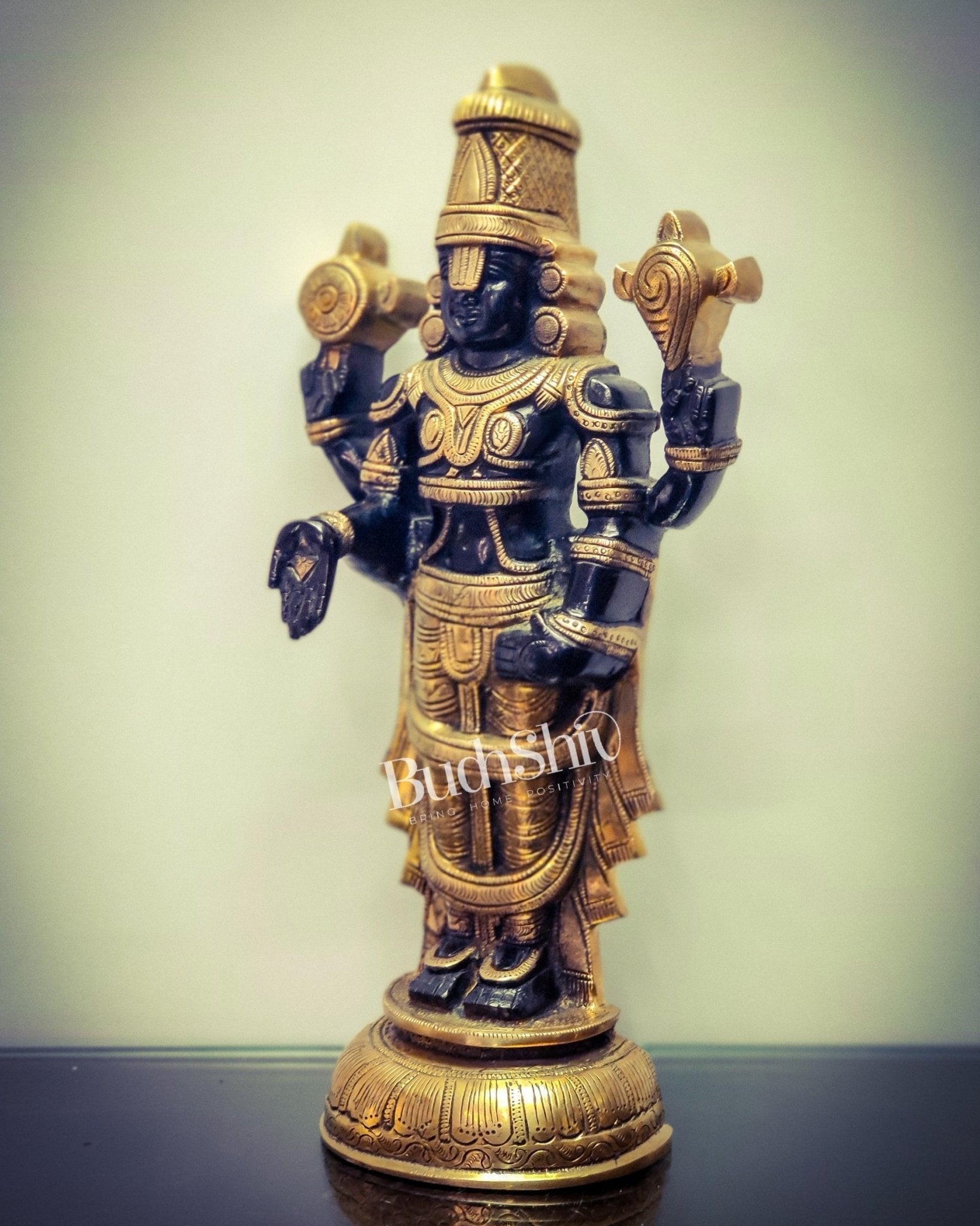 Sama Homes-tirupati balaji lord venkateshwara brass statue 16 inches black and gold