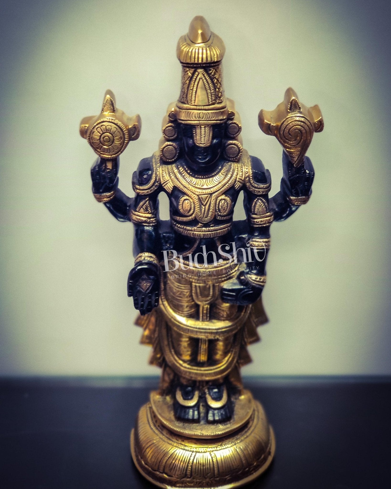 Sama Homes-tirupati balaji lord venkateshwara brass statue 16 inches black and gold