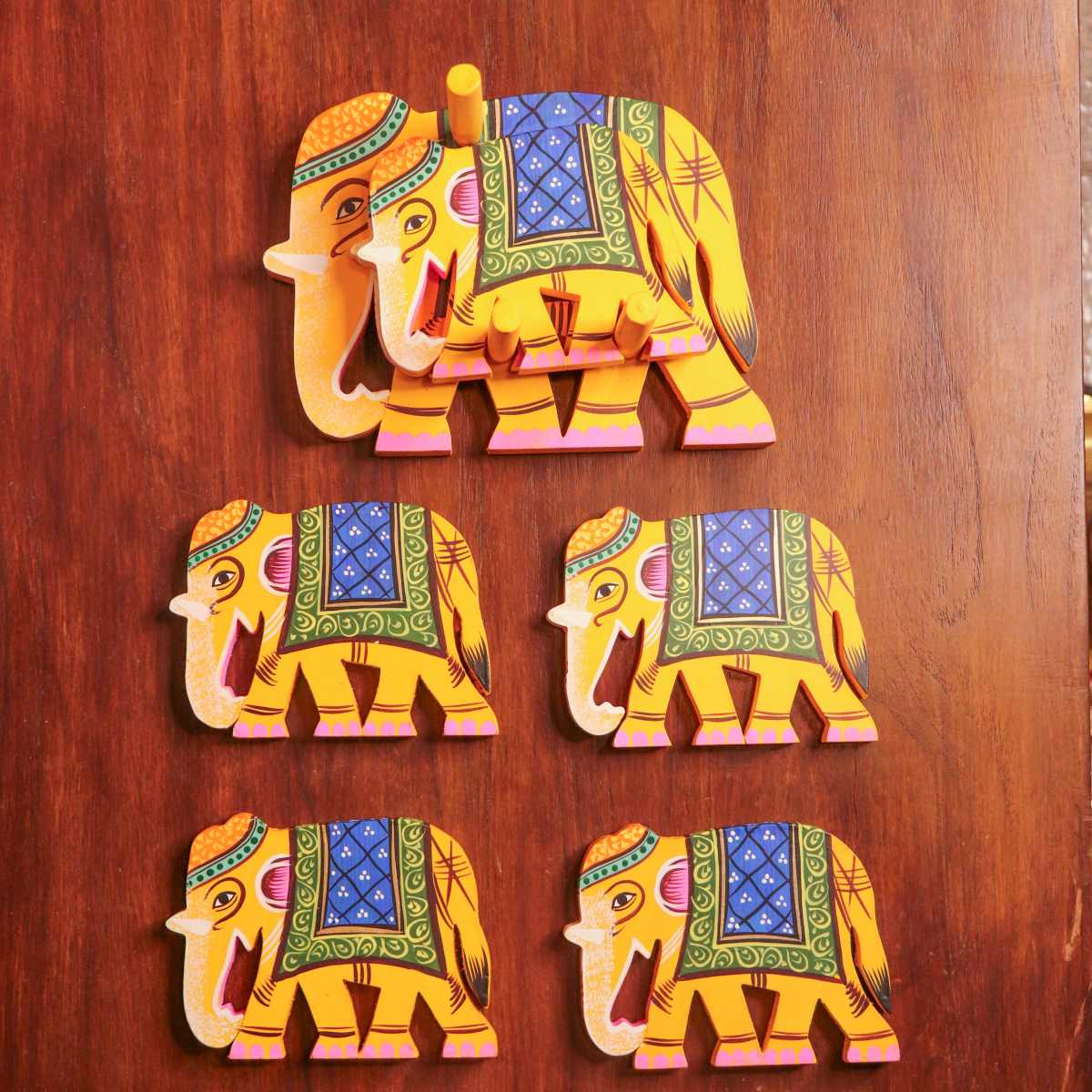 Varanasi Wooden Elephant Coasters