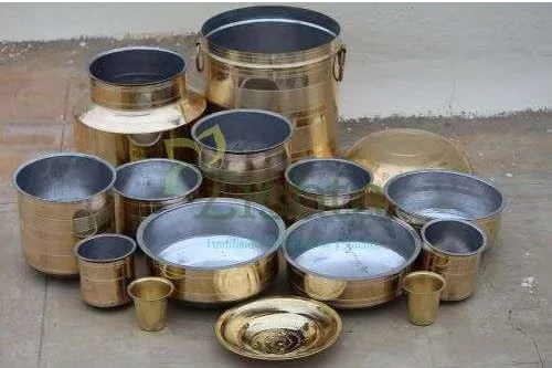 Zishta Hand-Crafted  Brass Rail Adukku Set